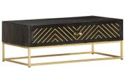 Coffee Table Black and Gold 90x50x35 cm Solid Mango Wood
