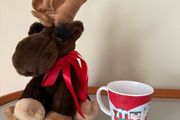 Festive moose soft toy and Santa Express Children's Christmas cup