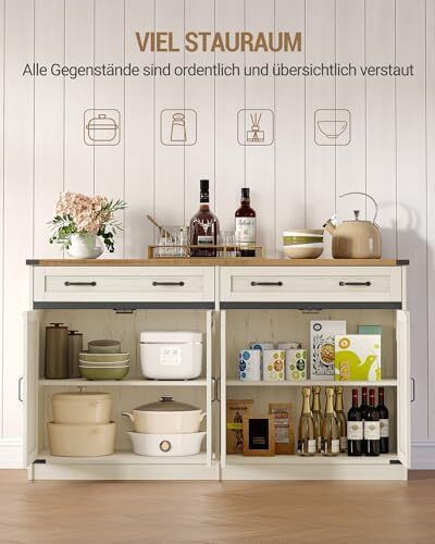 Sideboard, Buffet Cabinet with 2 Drawers, 4 Doors