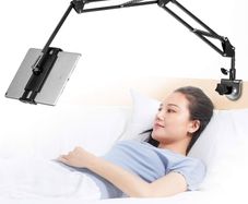 Tablet Stand Adjustable,Foldable Tablet Stand for Bed, Aluminum Universal Flexible Tablet Holder with 360 Degree Rotation for iPad/iPhoneX/iPad Pro/N-Switch,or Other 4.5 12.9 Inches Devices (Black)