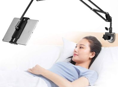 Tablet Stand Adjustable,Foldable Tablet Stand for Bed, Aluminum Universal Flexible Tablet Holder with 360 Degree Rotation for iPad/iPhoneX/iPad Pro/N-Switch,or Other 4.5 12.9 Inches Devices (Black)