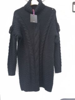 Longline Black Polo Neck Sweater 10/12 (New)
