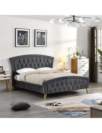 4'6 ft Grey Bedframe, Back Care Mattress & Ikea Coffee Table - FOR SALE