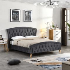 4'6 ft Grey Bedframe, Back Care Mattress & Ikea Coffee Table - FOR SALE