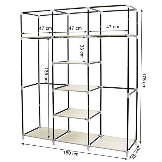 Canvas Wardrobe Cupboard Clothes Hanging Rail FREE DELIVERY NATIONWIDE