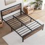 Metal Platform Bed Frame King Size with Wooden Headboard Image 4