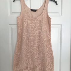 Dorothy Perkins pink lace dress nude size 8 floral