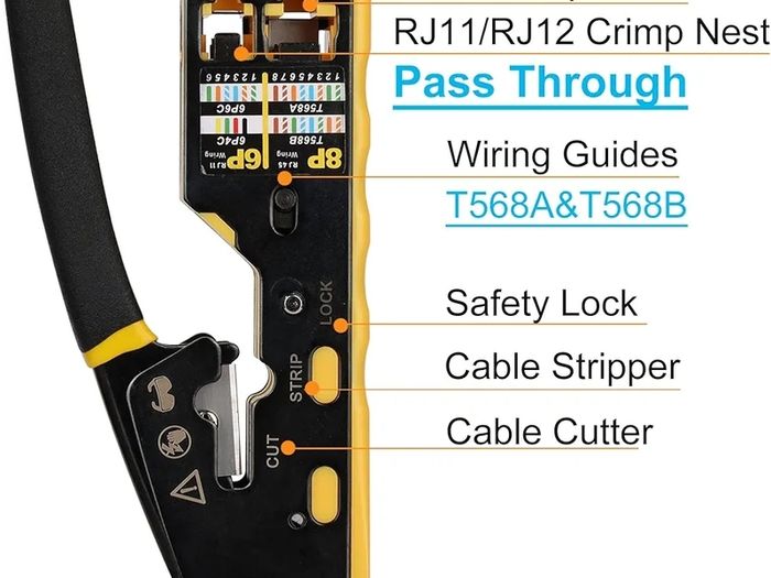 Pass Through RJ45 Crimp Tool Kit Ethernet Crimper CAT5 Cat5e Cat6 Crimping Tool Kit