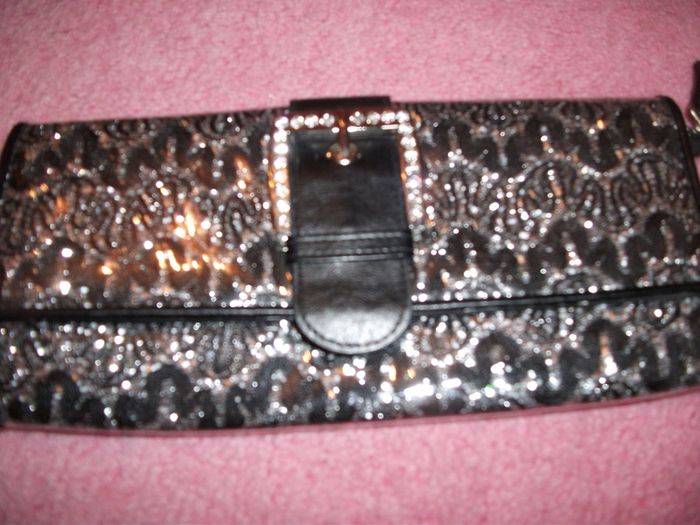 Bay black/silver clutch zip buckle bag + Purse