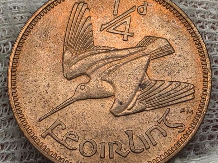 Ireland 1959 1/4d Farthing Beautiful Uncirculated Red Coin Double Fada Type