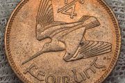 Ireland 1959 1/4d Farthing Beautiful Uncirculated Red Coin Double Fada Type