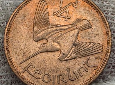Ireland 1959 1/4d Farthing Beautiful Uncirculated Red Coin Double Fada Type
