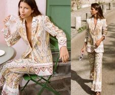 Gorgeous Zara Bloggers Viral Insta Famous Boho Ethnic Print Linen Blend Suit, Blazer and Trousers
