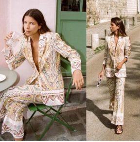 Gorgeous Zara Bloggers Viral Insta Famous Boho Ethnic Print Linen Blend Suit, Blazer and Trousers