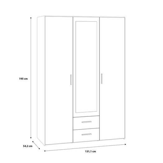 Premium 3-Door Wardrobe with Mirror & Drawers