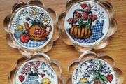 Handmade Cross Stitch Embroidered Display Coasters