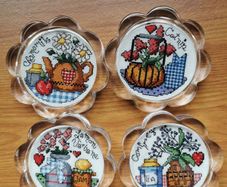 Handmade Cross Stitch Embroidered Display Coasters