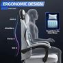 Fabric Massage Gaming Chair, Ergonomic Computer Chair, Video Game Chair, Massage Office Chair, Desk Swivel Chair, Adjustable, Reclining, Footrest, Massage Cushion, Fabric Material, Grey, New Image 6