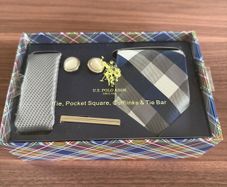 Tie, pocket square, cufflinks & Tie bar