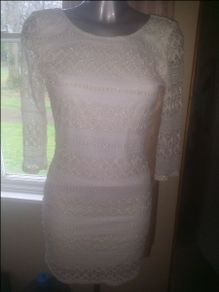 USCO cream/golden mini dress size UK14 EUR42 Postage included