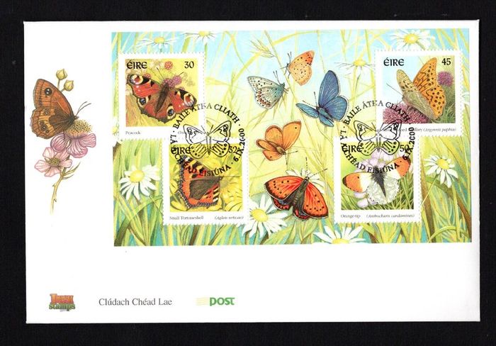 2000 Ireland Fauna & Flora (Butterflies) Commemorative Stamps Miniature Sheet An Post First Day Cover (FDC)
