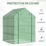 Walk in Garden Greenhouse with Shelves Polytunnel Steeple Green house Grow House Removable Cover 143x138x190cm, Green Image 4
