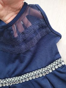 Girls navy lace embellished dress. New. Size 10yrs