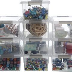 10 Pack Storage Boxes with Lids Small Storage Boxes Plastic Stackable Storage Box for Shelves,Clear