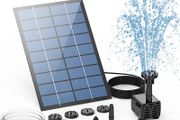 2.5W Solar Fountain Pump with 6 Nozzles and 4ft Water Pipe Sunlight Solar Powered Pump for Bird Bath Pond Garden
