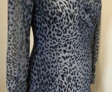 Karen Millen Grey and Black Animal Print Dress with Tie Neck Detail