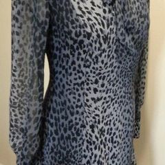 Karen Millen Grey and Black Animal Print Dress with Tie Neck Detail