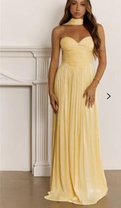 Hello Molly Shimmering Goddess Strapless Maxi Dress Yellow