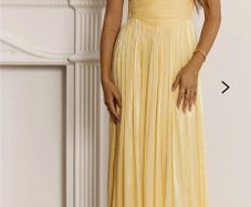Hello Molly Shimmering Goddess Strapless Maxi Dress Yellow