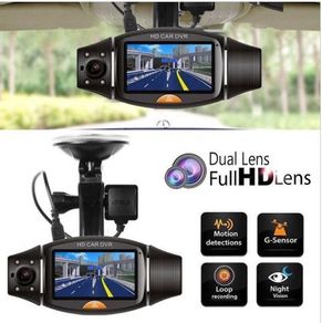 HD Dual Lens Dash Cam Camera 140 Degree Car DVR with GPS Logger, G Sensor, Night Vision