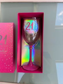 21st birthday pink wine glass