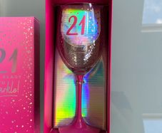 21st birthday pink wine glass