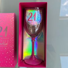 21st birthday pink wine glass