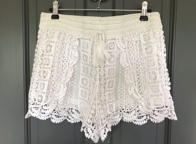 F&F ladies white crochet shorts size 10