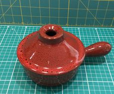 Vintage Stoneware 1/2Pt Individual Soup bowl with a long handle & a lug handle.