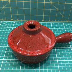Vintage Stoneware 1/2Pt Individual Soup bowl with a long handle & a lug handle.