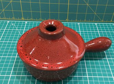 Vintage Stoneware 1/2Pt Individual Soup bowl with a long handle & a lug handle.