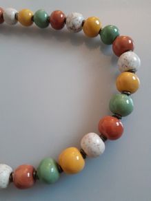 NECKLACE  - Green  - Terracotta - Yellow and Beige