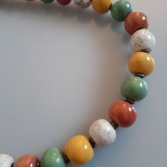NECKLACE  - Green  - Terracotta - Yellow and Beige