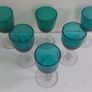 Amazing Set of Six Antique Hand-Blown Bristol Green Sherry Glasses, Stunning Teal Green Bowls with Clear Stems, circa 1890, Capacity 80mls Image 3