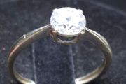 9ct White Gold Solitaire Ring 51.5 | Hallmarked 375