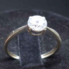 9ct White Gold Solitaire Ring 51.5 | Hallmarked 375