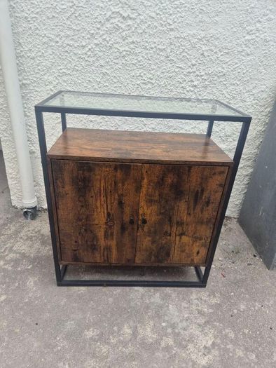 Industrial Style Sideboard with Glass Top