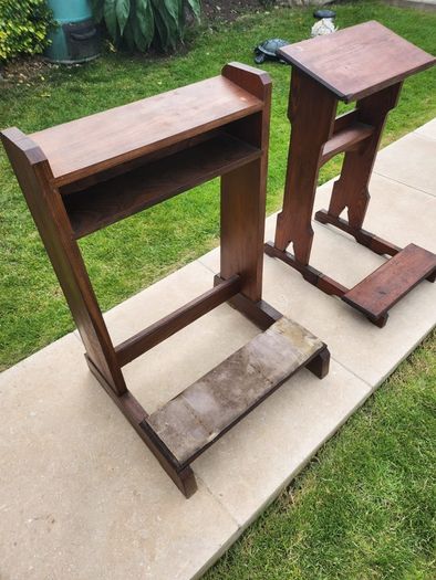 Two antique church kneelers