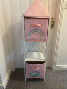 Girls unicorn storage unit with 2 perfect condition boxes