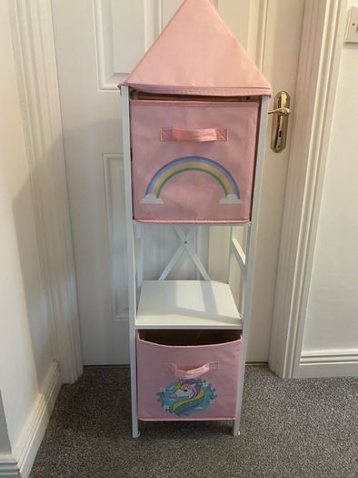 Girls unicorn storage unit with 2 perfect condition boxes